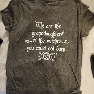 SHEIN Gray Tee with Witchy Quote